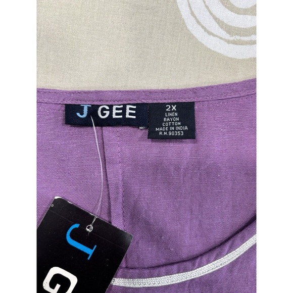 J Gee Purple Sleeveless Maxi Dress 2X Embroidered Linen Blend NWT - Picture 8 of 10